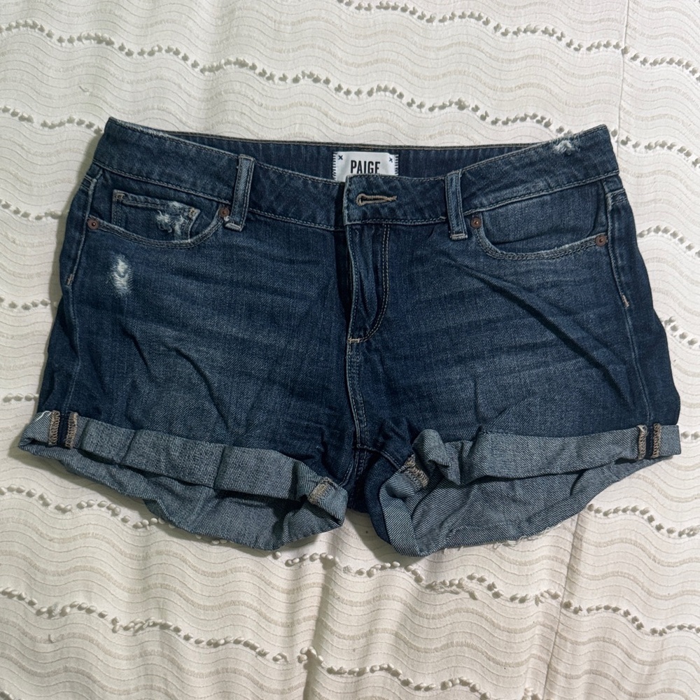 PAIGE Women's Dark Blue Jean Shorts Jimmy Jimmy Short
